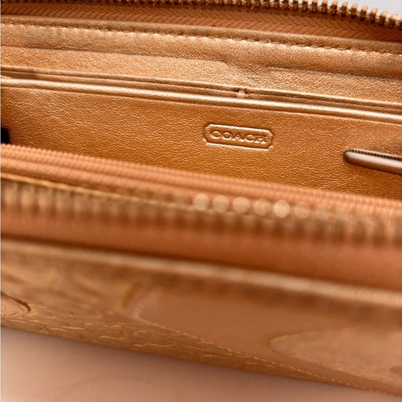 Coach Gold and Brown Wristlet Clutch - Picture 9 of 13
